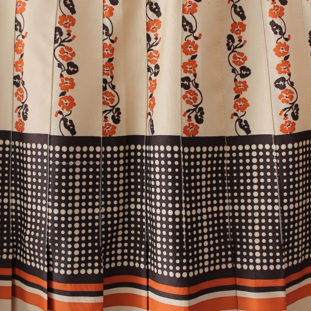 70s Vintage Floral Patterned Pleated Midi Skirt - Picture 4 of 6